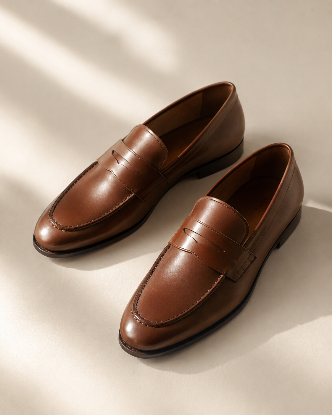 Classic brown leather loafers