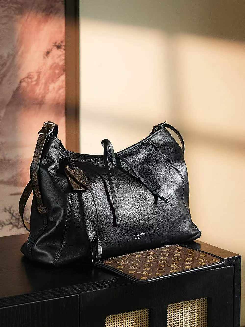 Black Leather Carryall Bag
