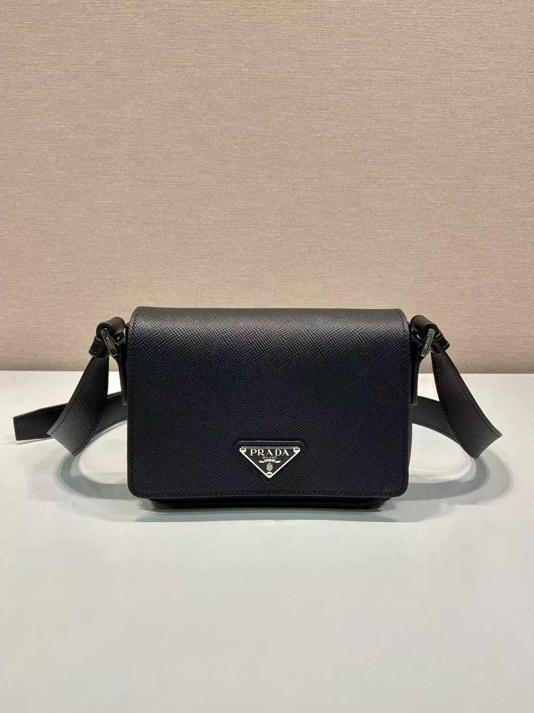 Black Saffiano Leather Crossbody Bag
