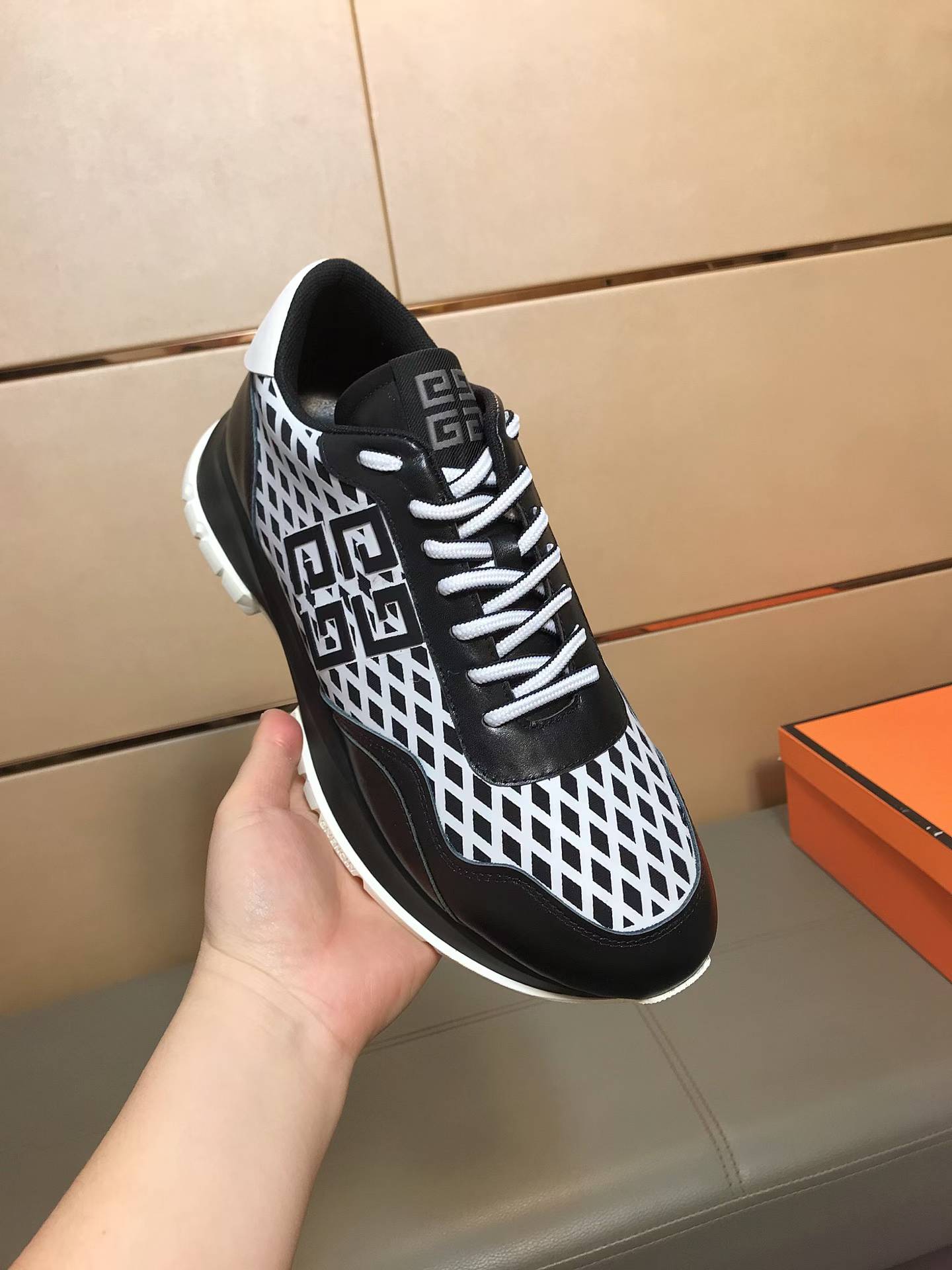 Leather Mesh Low-Top Sneaker
