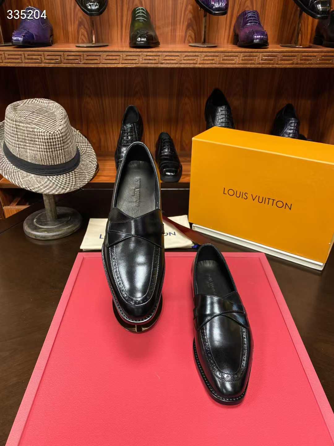 Black Leather Cross-Strap Loafer