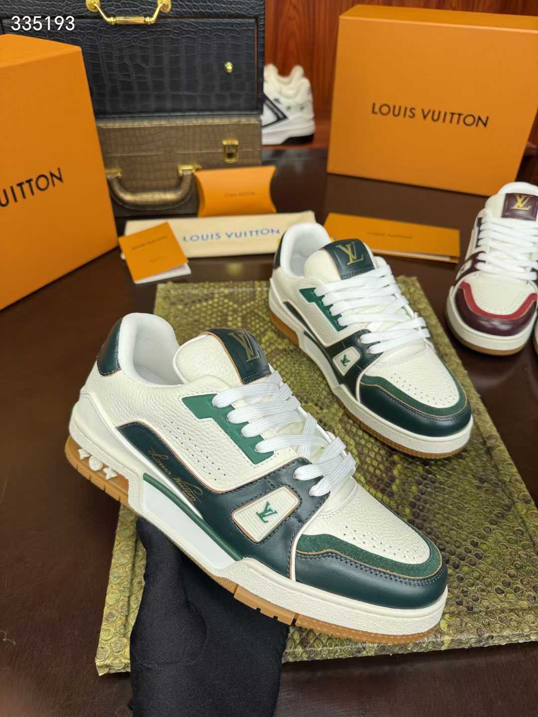 Two-Tone Leather Trainer Sneaker