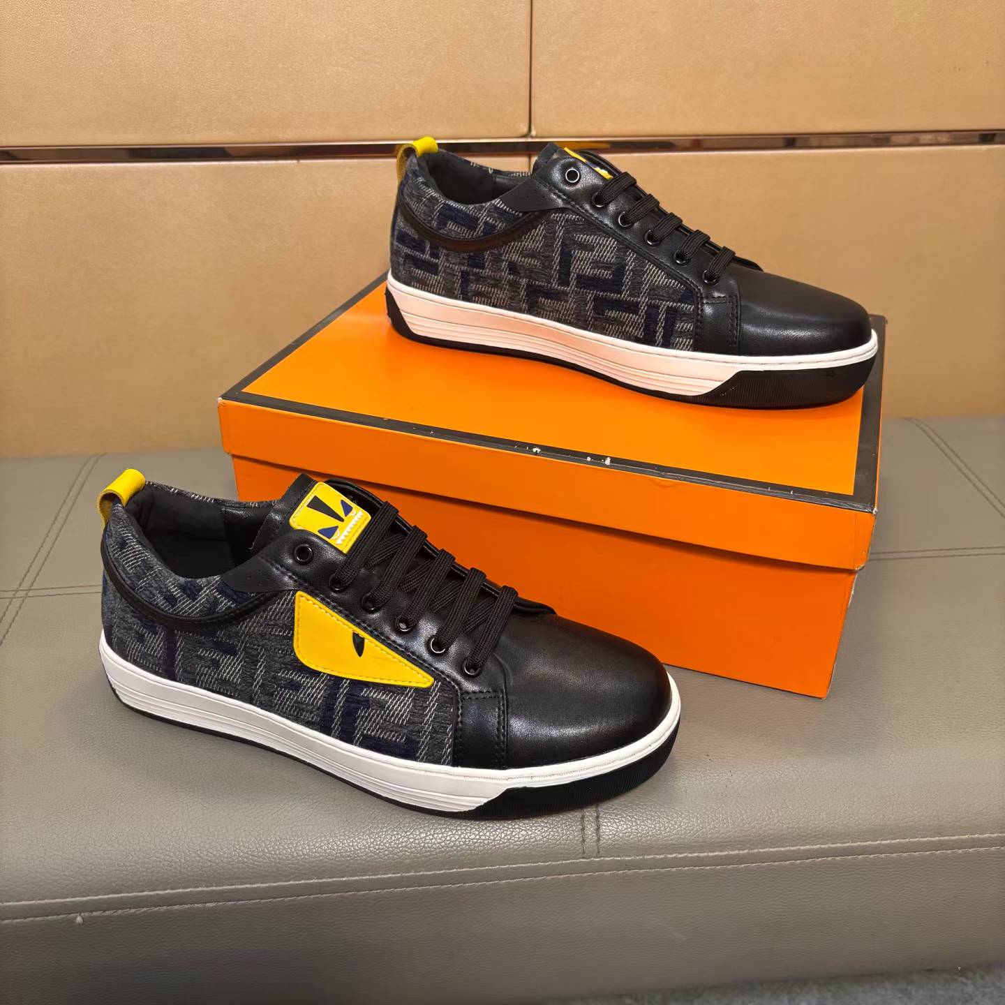 Printed Leather Casual Sneakers