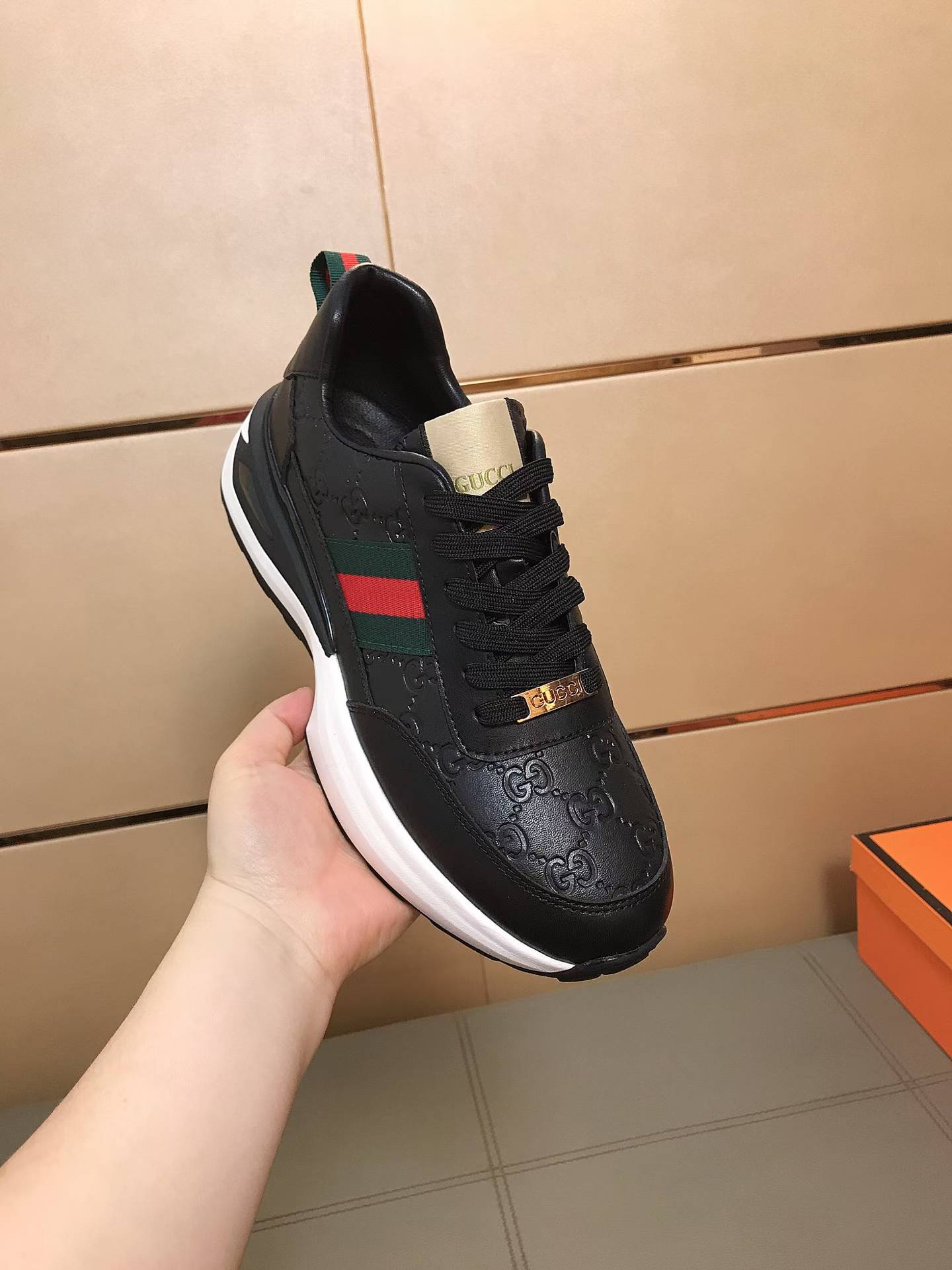 Embossed Leather Casual Sneakers
