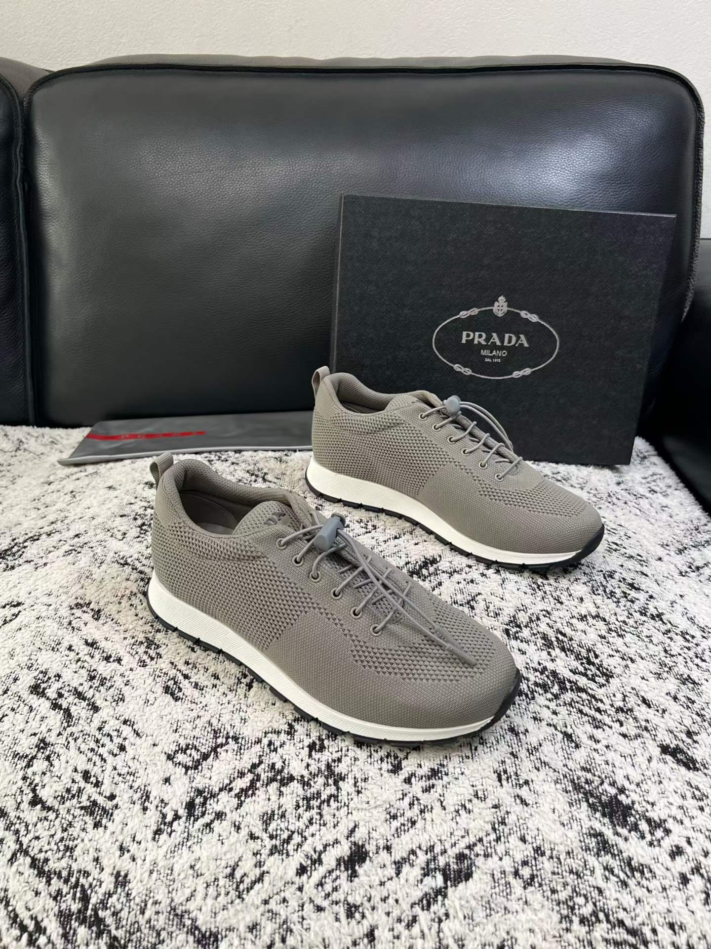 Premium Knit Leather-Lined Sneakers