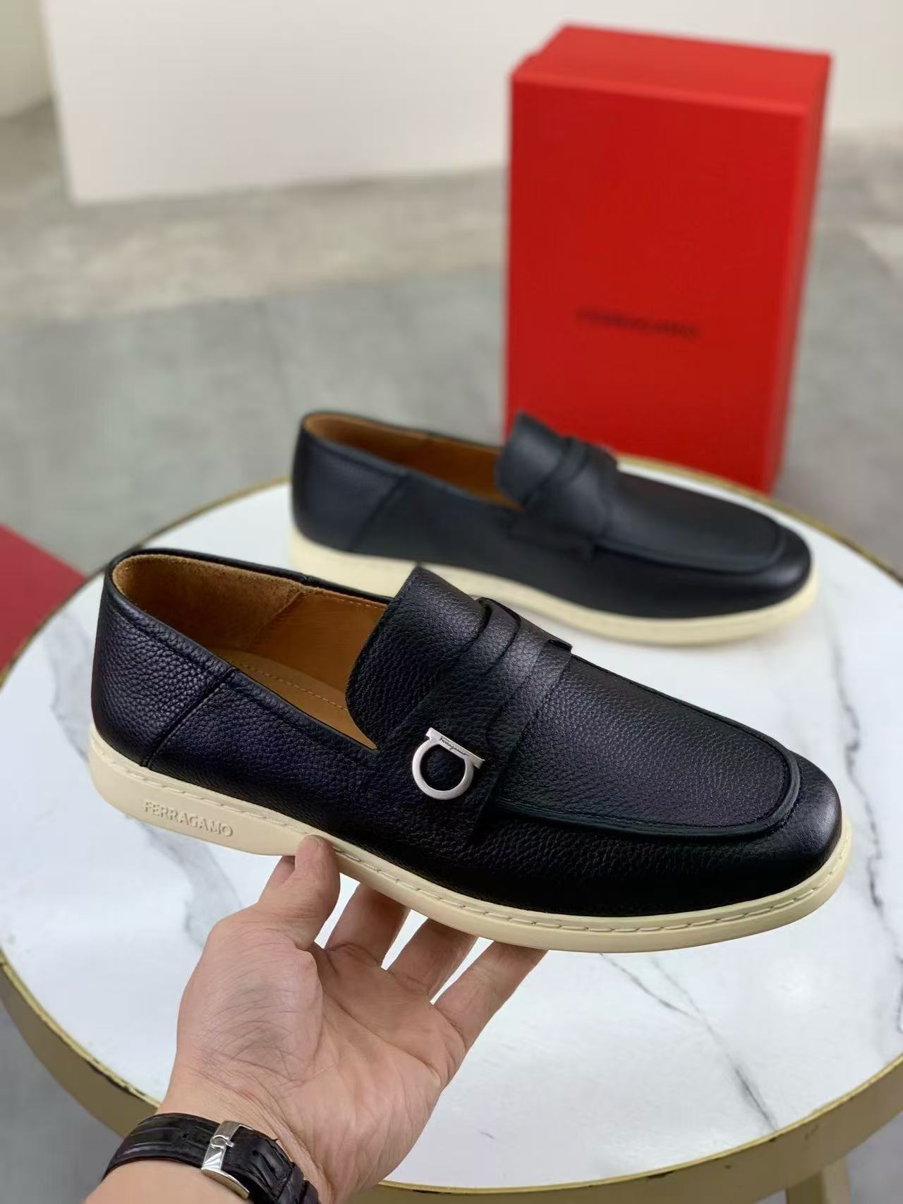 Premium Textured Leather Driving Loafers