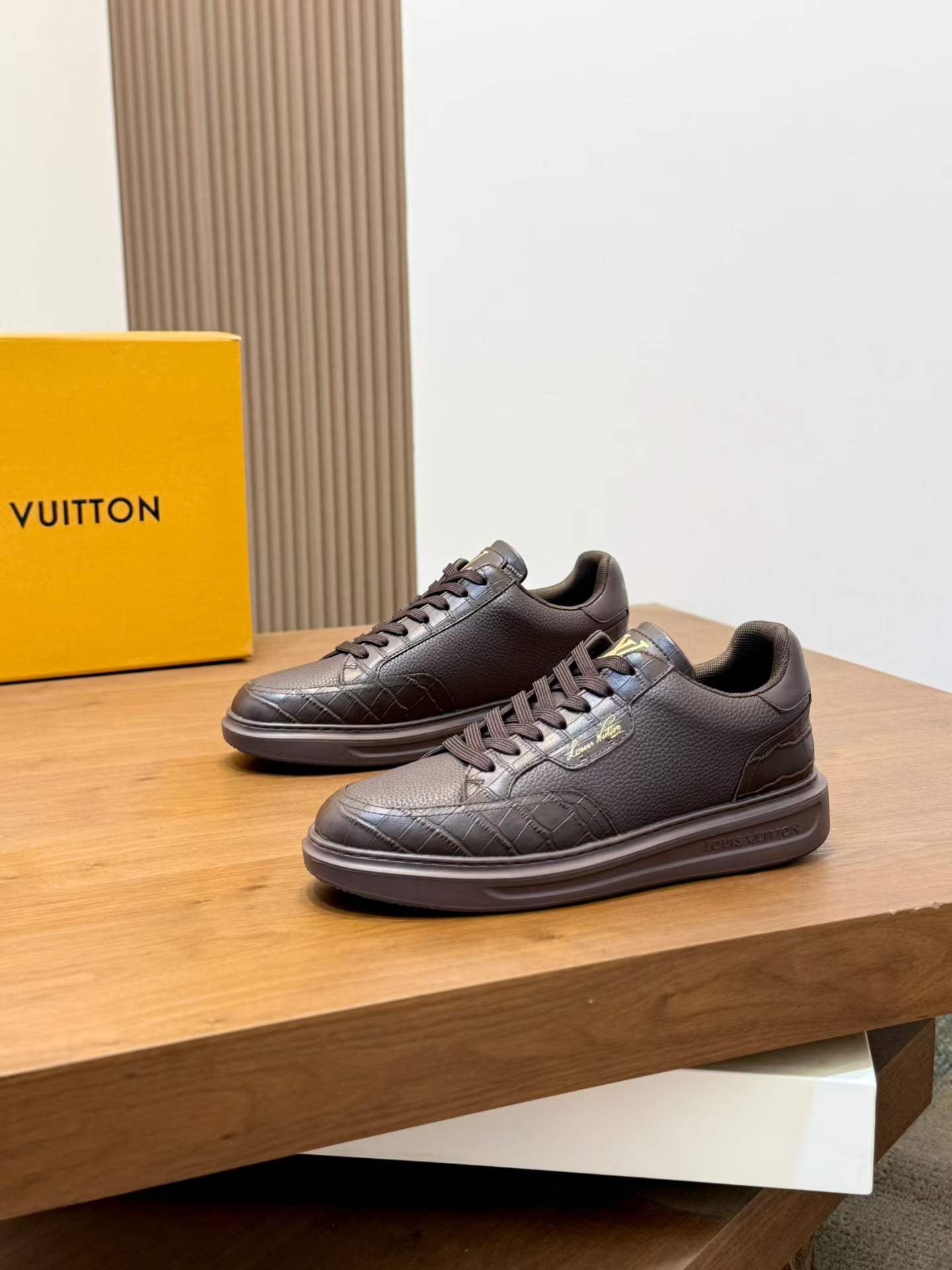 Premium Monogram Leather Casual Sneakers