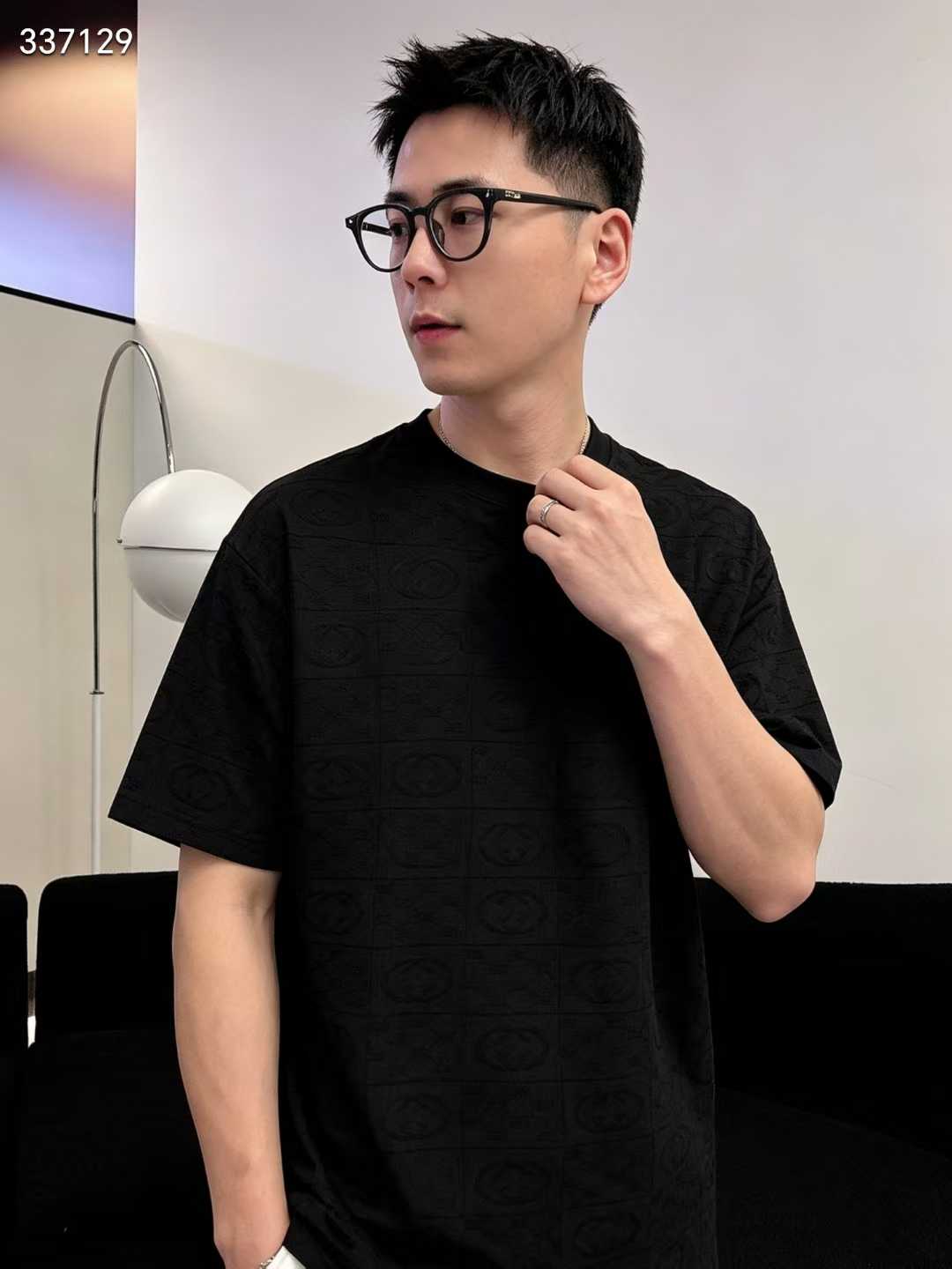 Jacquard Knit Short-Sleeve T-Shirt