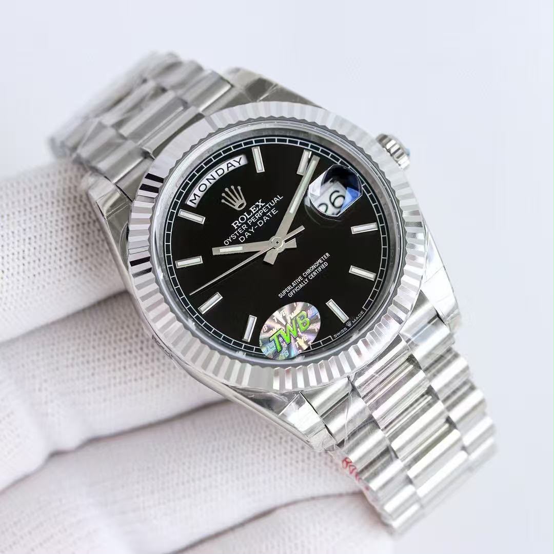 Fluted Bezel Automatic Day-Date Watch