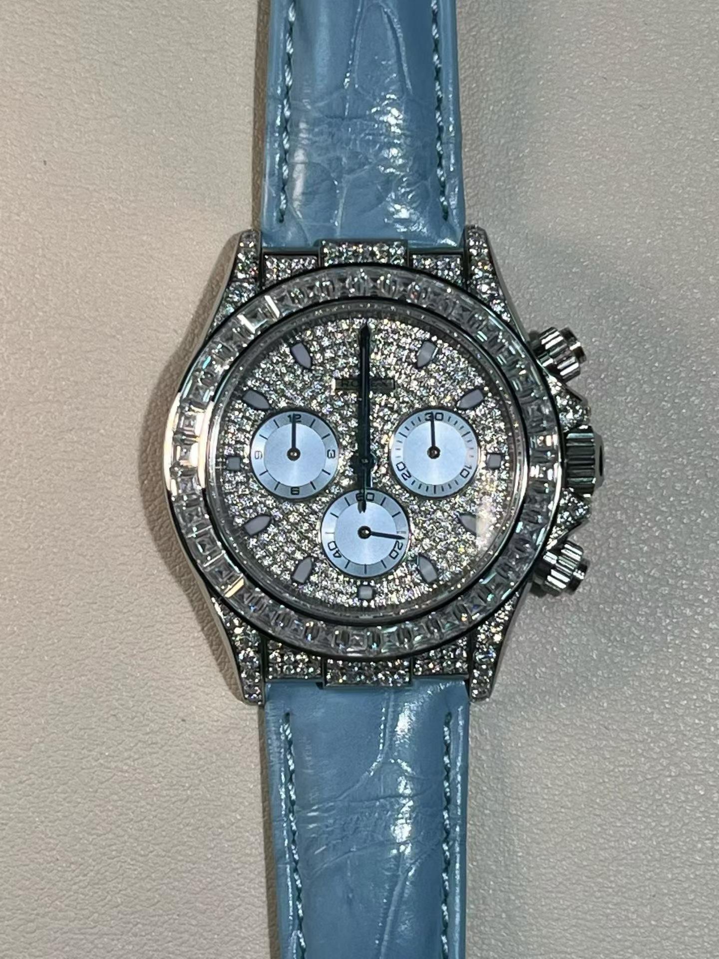 Ice Blue Crystal-Set Chronograph Watch