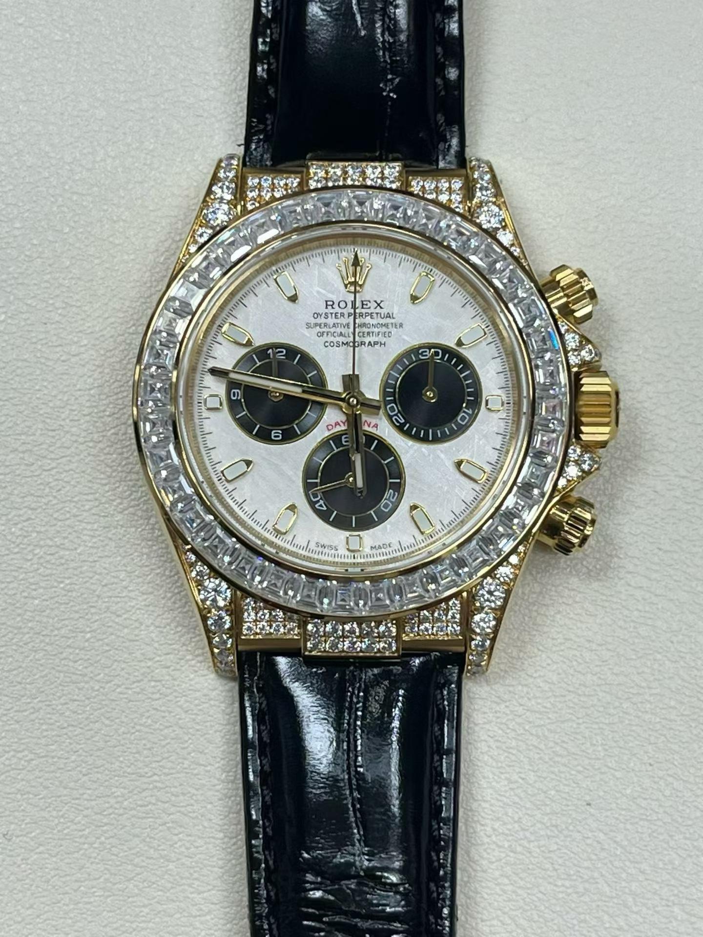 Crystal-Set Gold Chronograph Dress Watch